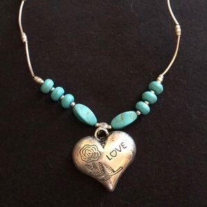 New Heart necklace with turquoise beads